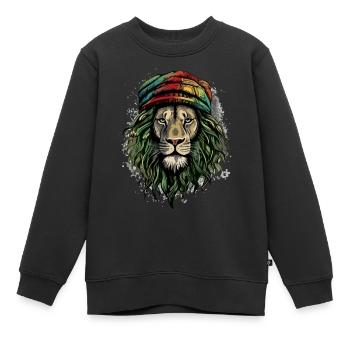 Jah Rasta Löwe - Kinder Premium Organic Sweatshirt - Schwarz - Vorne - AI Model Kid Female (0cm)