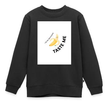 Taste Me Funny tshirt Design Banana - Kinder Premium Organic Sweatshirt - Schwarz - Vorne - AI Model Kid Female (0cm)
