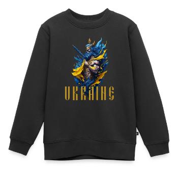 Ukraine Warrior Stop War - Sweat Premium enfant bio - noir - Devant - AI Model Kid Female (0cm)