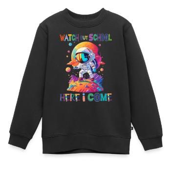 Watch out school - here I come / Astronaut boy - Kinder Premium Organic Sweatshirt - Schwarz - Vorne - AI Model Kid Female (0cm)
