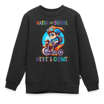 Attention à l’école - me voilà / Steampunk boy - Sweat Premium enfant bio - noir - Devant - AI Model Kid Female (0cm)