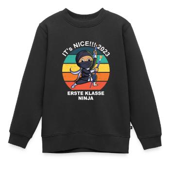Nice 2023 - Erste Klasse Ninja - Kinder Premium Organic Sweatshirt - Schwarz - Vorne - AI Model Kid Female (0cm)