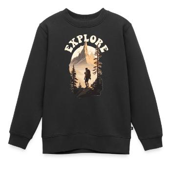 Explore Trekking Adventure - Kinder Premium Organic Sweatshirt - Schwarz - Vorne - AI Model Kid Female (0cm)