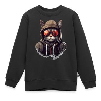 Urban Purrfection : du chat | Amoureux des chats - Sweat Premium enfant bio - noir - Devant - AI Model Kid Female (0cm)