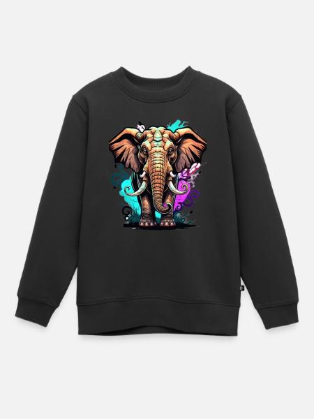 Graffiti éléphant - Sweat Premium enfant bio - noir