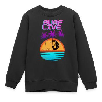 Surf Live - Kids Premium Organic Sweatshirt - black - Front - AI Model Kid Female (0cm)