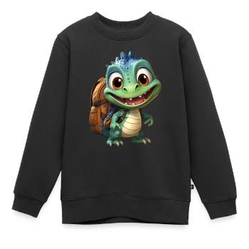 Dino boy avec sac à dos. - Sweat Premium enfant bio - noir - Devant - AI Model Kid Female (0cm)