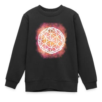 Lebensblume 3dimensional - Kinder Premium Organic Sweatshirt - Schwarz - Vorne - AI Model Kid Female (0cm)