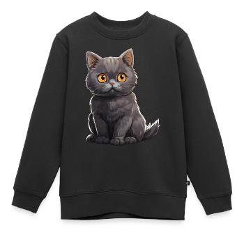 Britische Kurzhaar Katze - Kinder Premium Organic Sweatshirt - Schwarz - Vorne - AI Model Kid Female (0cm)