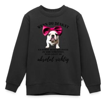 BULLDOGGE VERWÖHNEN Bulldog Bulldogge Bulldoggen - Kinder Premium Organic Sweatshirt - Schwarz - Vorne - AI Model Kid Female (0cm)