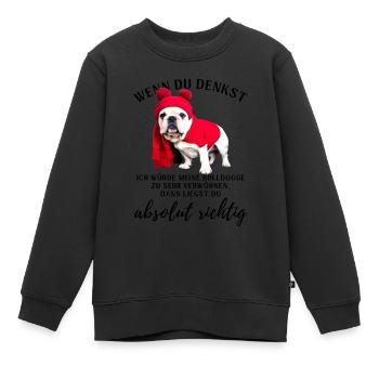 BULLDOGGE VERWÖHNEN Bulldog Bulldogge Bulldoggen - Kinder Premium Organic Sweatshirt - Schwarz - Vorne - AI Model Kid Female (0cm)