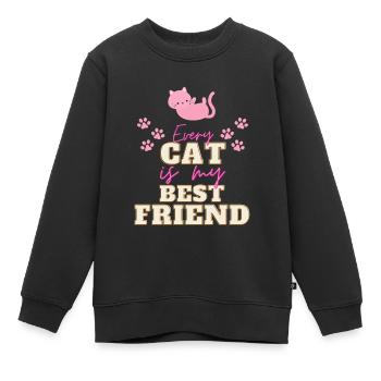 Katzen Katzenfreund shirt - Kinder Premium Organic Sweatshirt - Schwarz - Vorne - AI Model Kid Female (0cm)