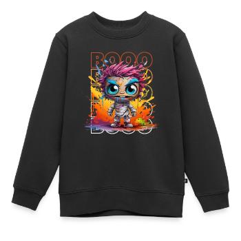 Chibi Shuffle & Booo! T-shirt Zombie loufoque ! - Sweat Premium enfant bio - noir - Devant - AI Model Kid Female (0cm)