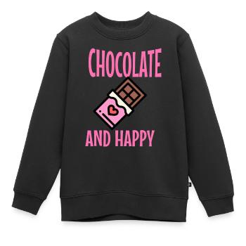 Schokolade und Glück: Eine himmlische Kombination - Kinder Premium Organic Sweatshirt - Schwarz - Vorne - AI Model Kid Female (0cm)