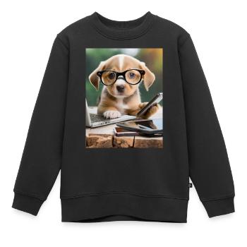 Hund mit Brille - Kinder Premium Organic Sweatshirt - Schwarz - Vorne - AI Model Kid Female (0cm)