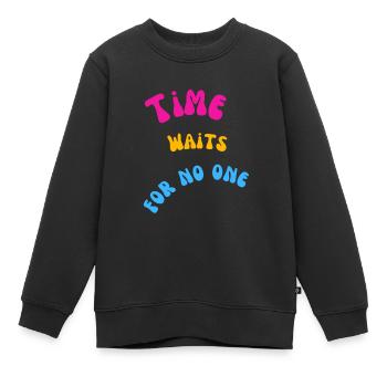 Time - Kinder Premium Organic Sweatshirt - Schwarz - Vorne - AI Model Kid Female (0cm)