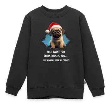 Les cookies ou vous ? Souhait de carlin ! - Sweat Premium enfant bio - noir - Devant - AI Model Kid Female (0cm)