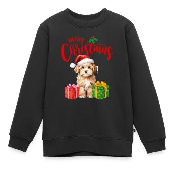 Merry Christmas, Dog - Kinder Premium Organic Sweatshirt - Schwarz - Vorne - AI Model Kid Female (0cm)