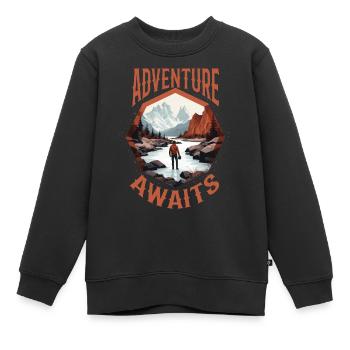 L’aventure vous attend. - Sweat Premium enfant bio - noir - Devant - AI Model Kid Female (0cm)