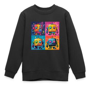Verspielter Bot: Ein Pop-Art-Fusionsroboter. - Kinder Premium Organic Sweatshirt - Schwarz - Vorne - AI Model Kid Female (0cm)