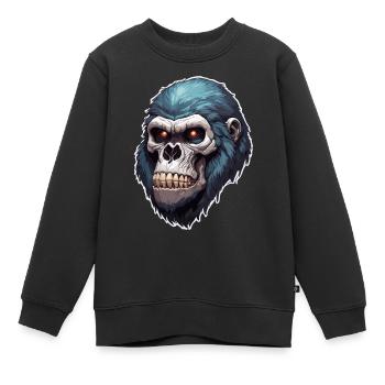 Gorilla Skull / Tier / Wild / Affe / Primat - Kinder Premium Organic Sweatshirt - Schwarz - Vorne - AI Model Kid Female (0cm)