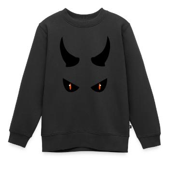 düstere und böse Augen mit breiten Hörnern - Kinder Premium Organic Sweatshirt - Schwarz - Vorne - AI Model Kid Female (0cm)