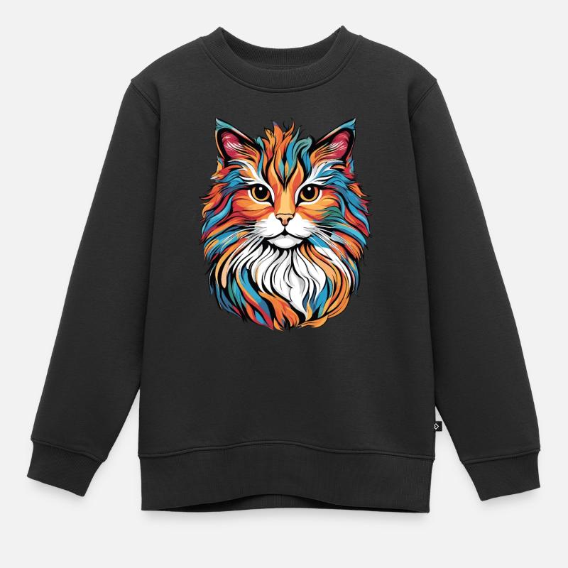 Kolorowy kot - Bluza Premium dziecięca bio - czarny