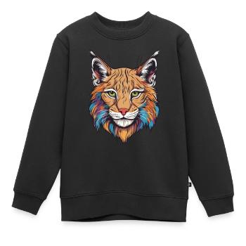 Luchs-Katze - Kinder Premium Organic Sweatshirt - Schwarz - Vorne - AI Model Kid Female (0cm)