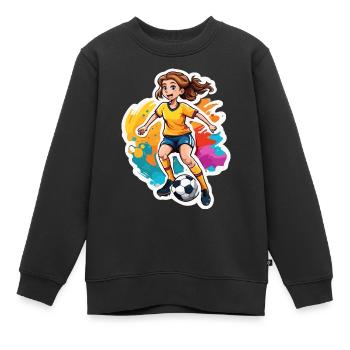 Fußballerin / Sport / Fußballplatz / Verein / FC - Kinder Premium Organic Sweatshirt - Schwarz - Vorne - AI Model Kid Female (0cm)