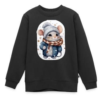 Süße Wintermaus - Kinder Premium Organic Sweatshirt - Schwarz - Vorne - AI Model Kid Female (0cm)
