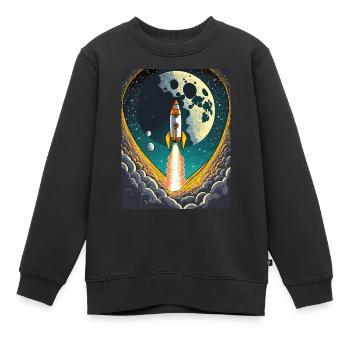 Emmenez-moi sur la lune Démarrage d’une fusée spatiale vintage - Sweat Premium enfant bio - noir - Devant - AI Model Kid Female (0cm)
