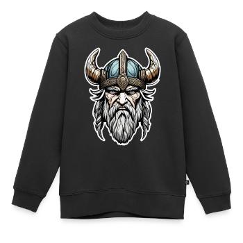 Viking / Thor / Odin / Nordique / Celtique - Sweat Premium enfant bio - noir - Devant - AI Model Kid Female (0cm)