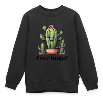 free hugs kaktus cartoon - lustiger Kaktus Stachel - Kinder Premium Organic Sweatshirt - Schwarz - Vorne - AI Model Kid Female (0cm)