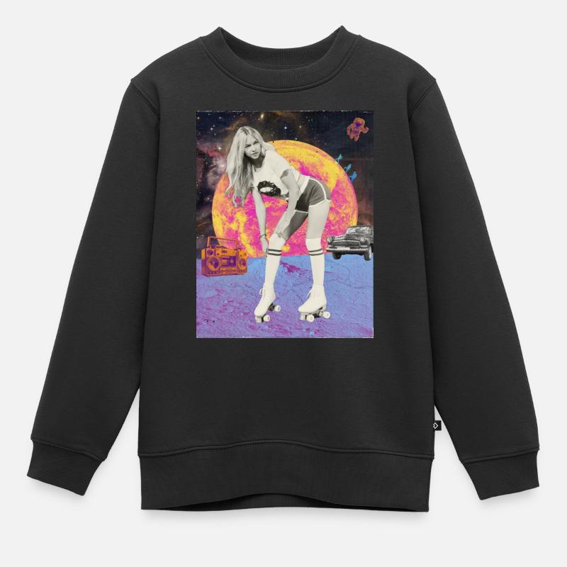 Moon Roller Retro Poster - Sweat Premium enfant bio - noir