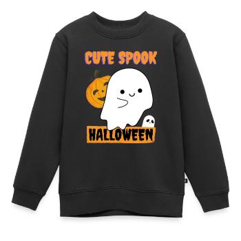Halloween shirt cute spook - Kids Premium Organic Sweatshirt - black - Front - AI Model Kid Female (0cm)