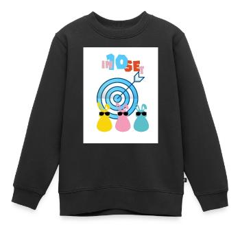 Geschossen um 10. Intensiv und präzise. - Kinder Premium Organic Sweatshirt - Schwarz - Vorne - AI Model Kid Female (0cm)