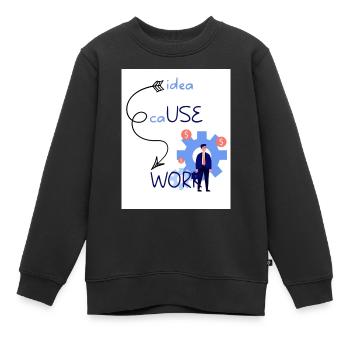 Idee Ursache Arbeit. Aus einer Idee entsteht ein Werk. - Kinder Premium Organic Sweatshirt - Schwarz - Vorne - AI Model Kid Female (0cm)