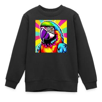 Papagei Pop Art - Kinder Premium Organic Sweatshirt - Schwarz - Vorne - AI Model Kid Female (0cm)