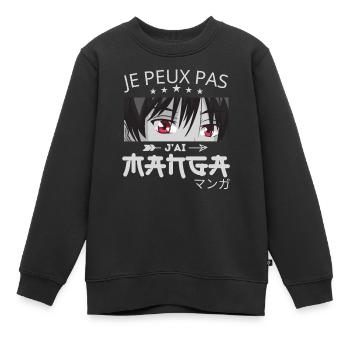 Je Peux Pas J'ai MANGA - otaku japonais manga - Sweat Premium enfant bio - noir - Devant - AI Model Kid Female (0cm)