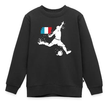 Joueur de football Blast France - Sweat Premium enfant bio - noir - Devant - AI Model Kid Female (0cm)