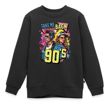 90s 90er Jahre Musik Bunt Party Karneval Kostüm - Kinder Premium Organic Sweatshirt - Schwarz - Vorne - AI Model Kid Female (0cm)