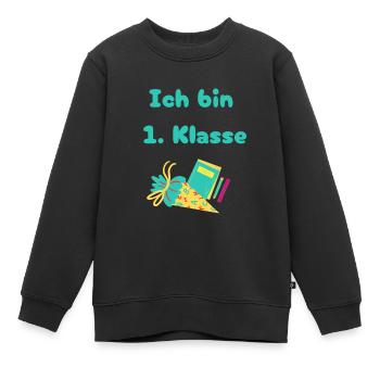 Ich bin 1. Klasse - Kinder Premium Organic Sweatshirt - Schwarz - Vorne - AI Model Kid Female (0cm)