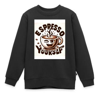 Espresso yourself - Kinder Premium Organic Sweatshirt - Schwarz - Vorne - AI Model Kid Female (0cm)