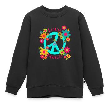 LOVE & PEACE - Kinder Premium Organic Sweatshirt - Schwarz - Vorne - AI Model Kid Female (0cm)