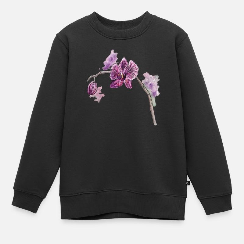 Orchidée - Plante - Fleur - Sweat Premium enfant bio - noir