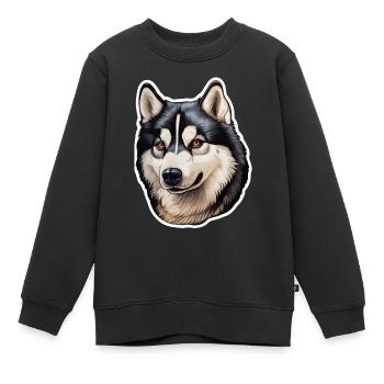 Siberian Husky Kopf - Kinder Premium Organic Sweatshirt - Schwarz - Vorne - AI Model Kid Female (0cm)