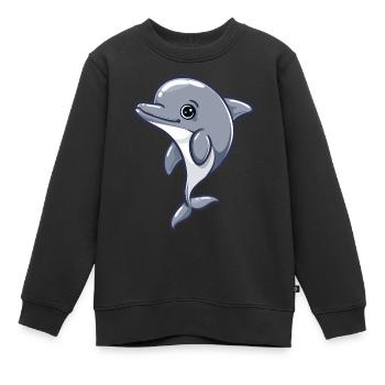 Delfin Kawaii - Kinder Premium Organic Sweatshirt - Schwarz - Vorne - AI Model Kid Female (0cm)