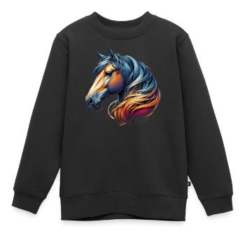 Horse - Kids Premium Organic Sweatshirt - black - Front - AI Model Kid Female (0cm)