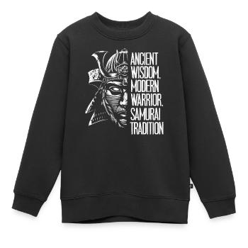 Samouraï noir et blanc - Sweat Premium enfant bio - noir - Devant - AI Model Kid Female (0cm)