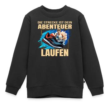 Laufen: Die Strecke ist dein Abenteuer - Kinder Premium Organic Sweatshirt - Schwarz - Vorne - AI Model Kid Female (0cm)